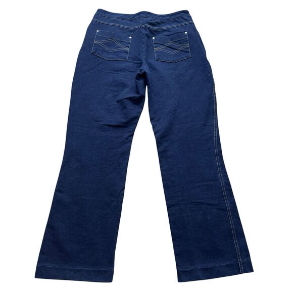 Pajama Jeans Womens Medium Pull On Stretch Pants Denim Wide Leg Dark Wash - Picture 12 of 16